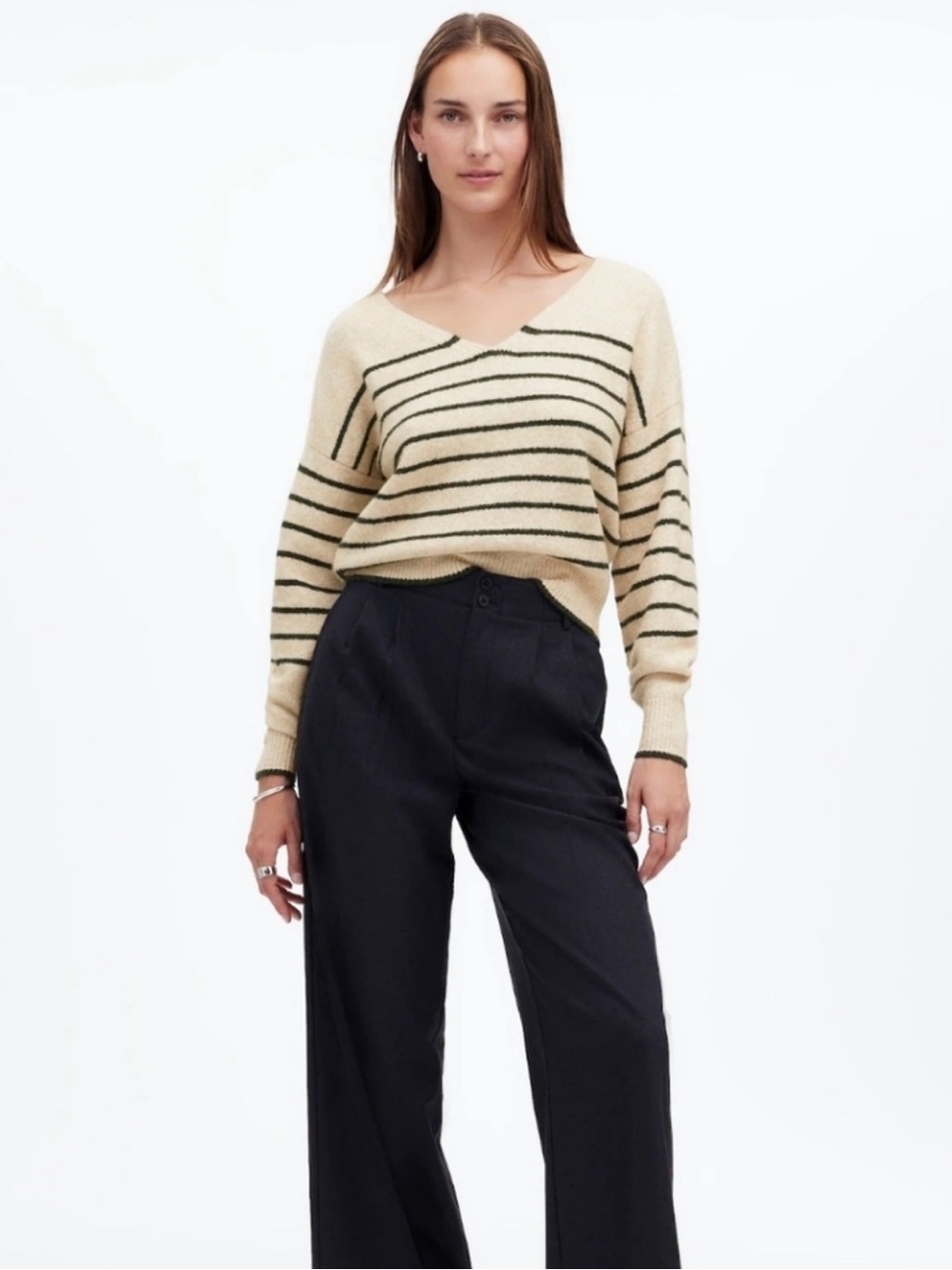 EUC Madewell Wedged V-Neck Sweater • size Large • NT588 PILLING